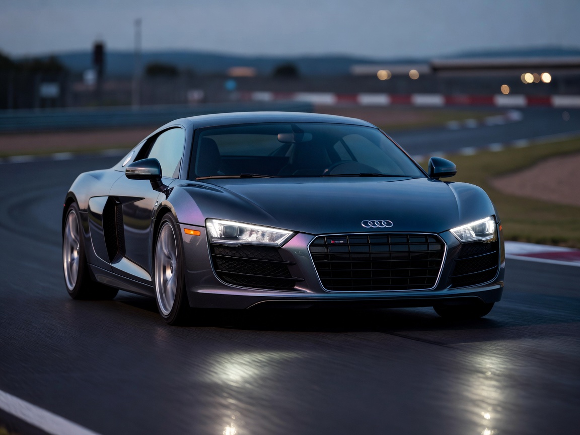 Audi R8 Type 42 front track angle in dark grey metallic