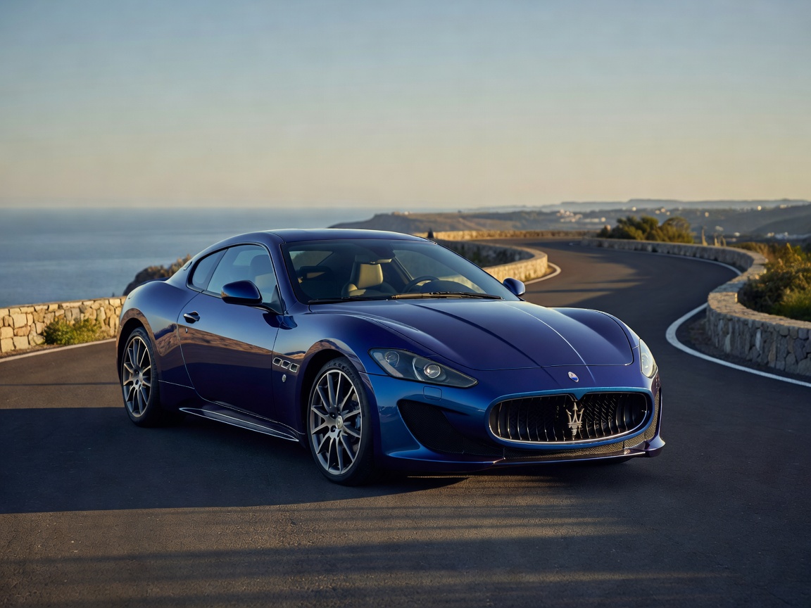 Maserati GranTurismo luxury sports coupe in deep blue
